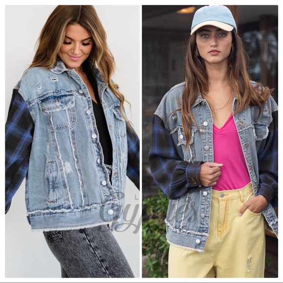 POL Out of the Woods Plaid and Denim Jacket - Picture 9 of 12